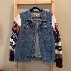 Jean Jacket with Sweater Sleeves!!
